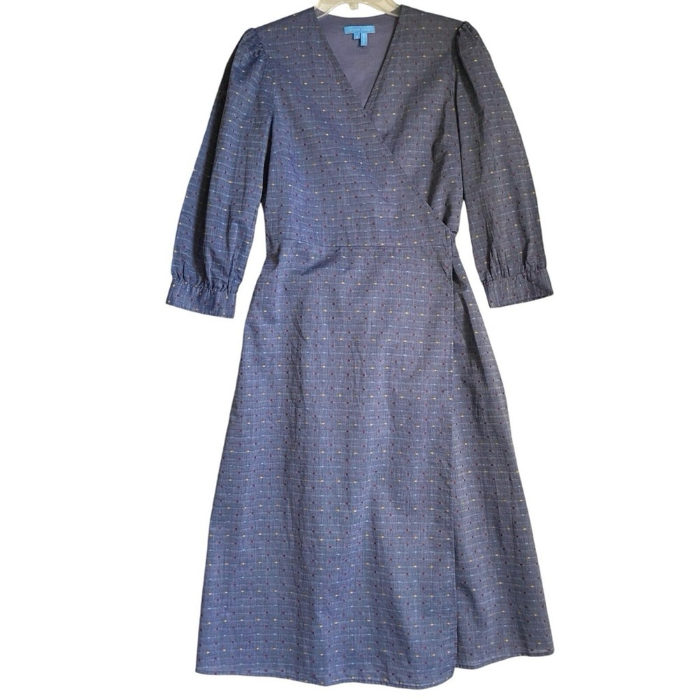 Draper James Blue A-Line V-Neck Wrap Dress